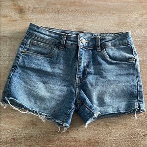 Hudson Jeans Blue Frayed Denim Shorts